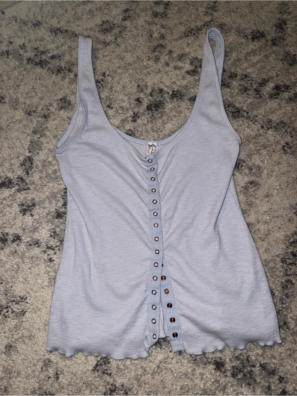 Free People Light Blue Ribbed Button-Front Tank